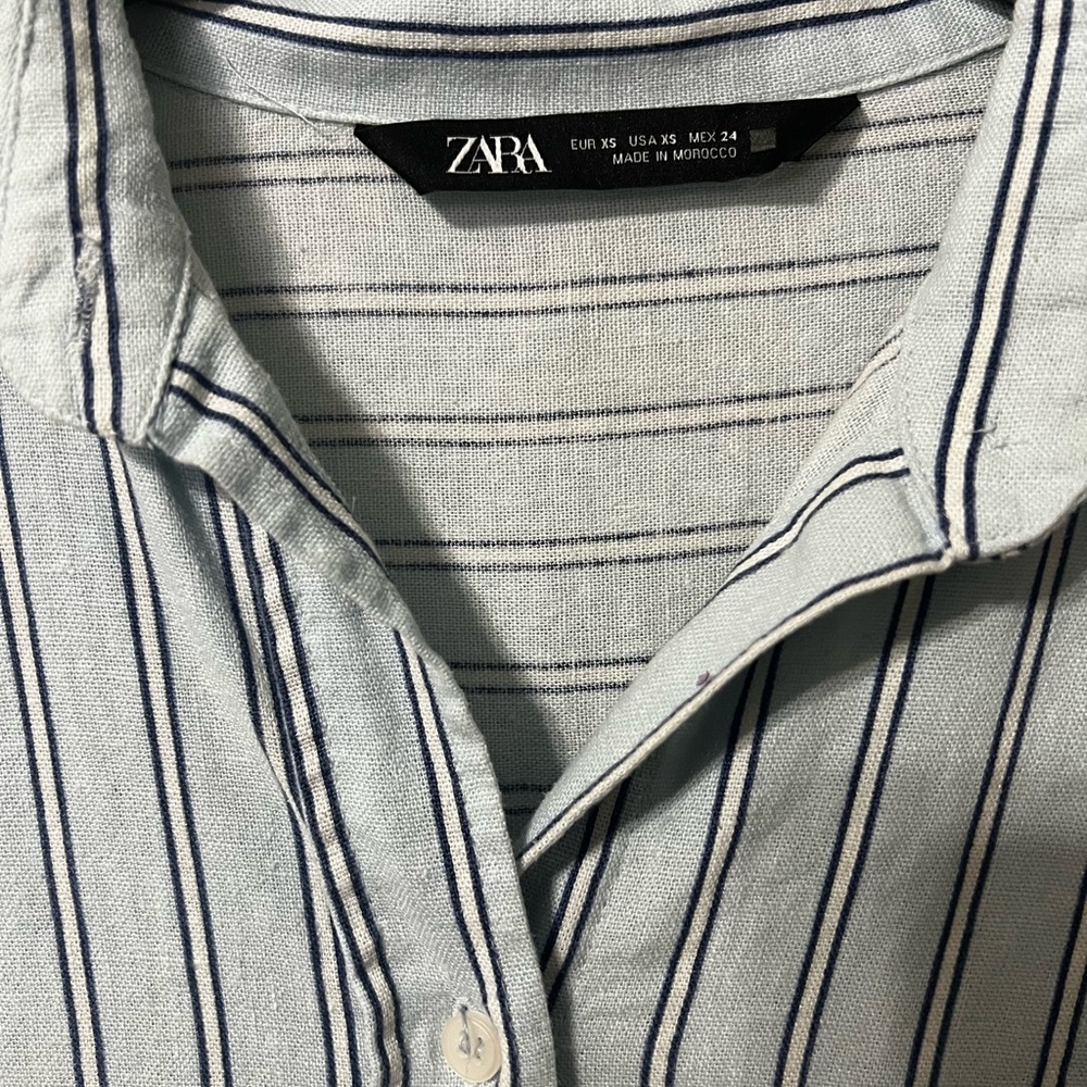 Zara oversized linen blend button down shirt